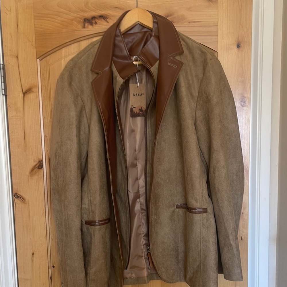 Brown Suede Jacket with Leather Accents